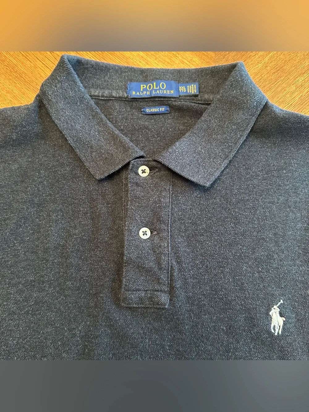 Polo Ralph Lauren Long Sleeve Gray Henley Polo White Pony Size XXL Preppy Casual